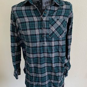 Isabel Maternity Green Flannel Top-Sz Small